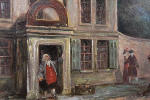 COACHING SCENE OIL PAINTING OUTSIDE A BATH INN BY JOHN CHARLES MAGGS - ADDITIONAL PHOTO 6