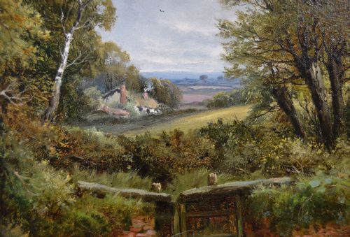 LANDSCAPE OIL PAINTING OF FIGURES FISHING AT A RIVER LOCK BY ROBERT JOHN HAMMOND - ADDITIONAL PHOTO 5