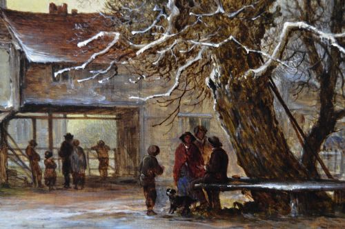 PAIR OF WINTER LANDSCAPE OIL PAINTINGS BY GEORGE AUGUSTUS WILLIAMS - ADDITIONAL PHOTO 2