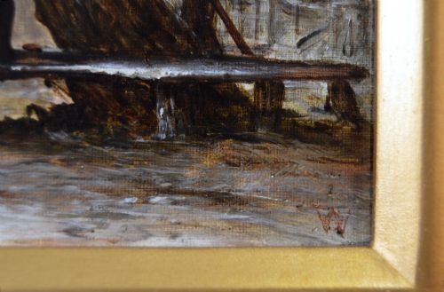 PAIR OF WINTER LANDSCAPE OIL PAINTINGS BY GEORGE AUGUSTUS WILLIAMS - ADDITIONAL PHOTO 4