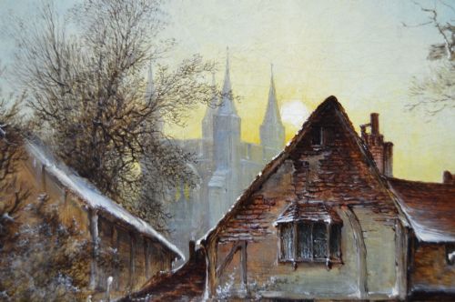 PAIR OF WINTER LANDSCAPE OIL PAINTINGS BY GEORGE AUGUSTUS WILLIAMS - ADDITIONAL PHOTO 5