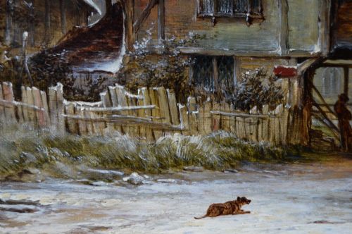 PAIR OF WINTER LANDSCAPE OIL PAINTINGS BY GEORGE AUGUSTUS WILLIAMS - ADDITIONAL PHOTO 6