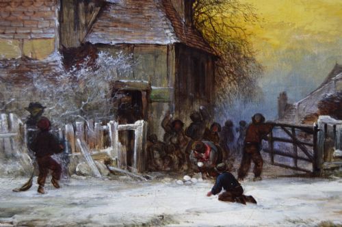 PAIR OF WINTER LANDSCAPE OIL PAINTINGS BY GEORGE AUGUSTUS WILLIAMS - ADDITIONAL PHOTO 9