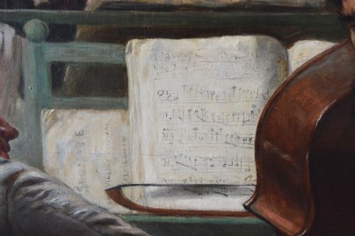 LARGESCALE ROYAL ACADEMY HISTORICAL GENRE OIL PAINTING OF MUSICIANS AT A STATELY HOME BY ROBERT ALEXANDER HILLINGFORD - ADDITIONAL PHOTO 3