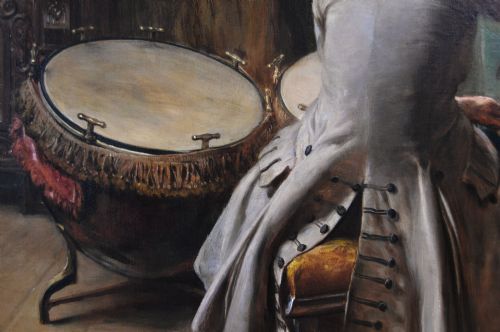 LARGESCALE ROYAL ACADEMY HISTORICAL GENRE OIL PAINTING OF MUSICIANS AT A STATELY HOME BY ROBERT ALEXANDER HILLINGFORD - ADDITIONAL PHOTO 7