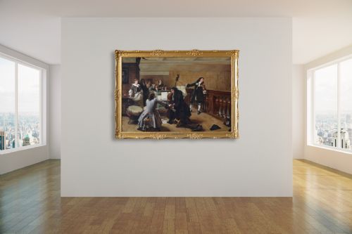 LARGESCALE ROYAL ACADEMY HISTORICAL GENRE OIL PAINTING OF MUSICIANS AT A STATELY HOME BY ROBERT ALEXANDER HILLINGFORD - ADDITIONAL PHOTO 14