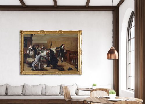 LARGESCALE ROYAL ACADEMY HISTORICAL GENRE OIL PAINTING OF MUSICIANS AT A STATELY HOME BY ROBERT ALEXANDER HILLINGFORD - ADDITIONAL PHOTO 15