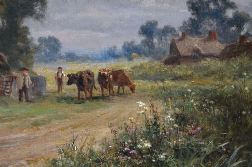 LANDSCAPE OIL PAINTING OF A SURREY FARM BY ROBERT GALLON - ADDITIONAL PHOTO 6