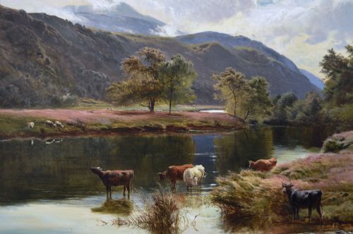 MOUNTAINOUS SCOTTISH RIVER LANDSCAPE OIL PAINTING BY SIDNEY RICHARD PERCY - ADDITIONAL PHOTO 4