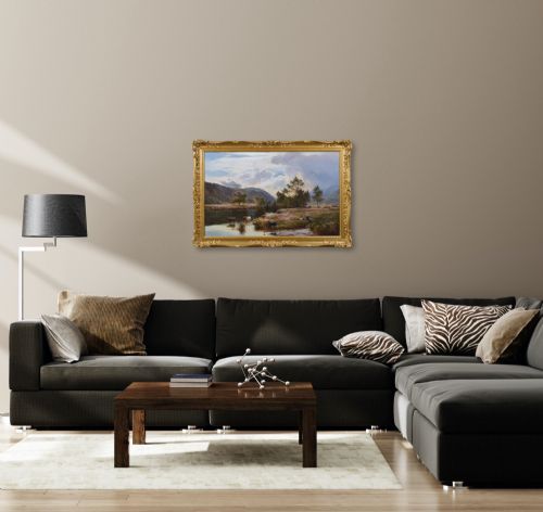 MOUNTAINOUS SCOTTISH RIVER LANDSCAPE OIL PAINTING BY SIDNEY RICHARD PERCY - ADDITIONAL PHOTO 10