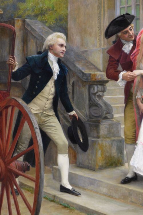 HISTORICAL GENRE OIL PAINTING OF A COUPLE ELOPING BY JULES GIRARDET - ADDITIONAL PHOTO 2