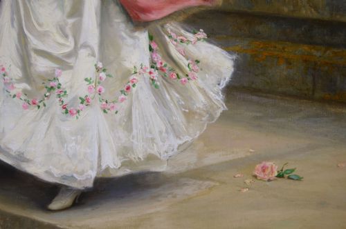HISTORICAL GENRE OIL PAINTING OF A COUPLE ELOPING BY JULES GIRARDET - ADDITIONAL PHOTO 4