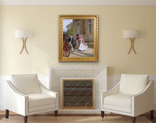 HISTORICAL GENRE OIL PAINTING OF A COUPLE ELOPING BY JULES GIRARDET - ADDITIONAL PHOTO 11