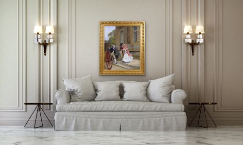 HISTORICAL GENRE OIL PAINTING OF A COUPLE ELOPING BY JULES GIRARDET - ADDITIONAL PHOTO 12