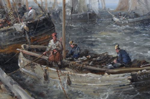 SEASCAPE OIL PAINTING OF DOUGLAS HARBOUR BY WILLIAM EDWARD WEBB - ADDITIONAL PHOTO 3