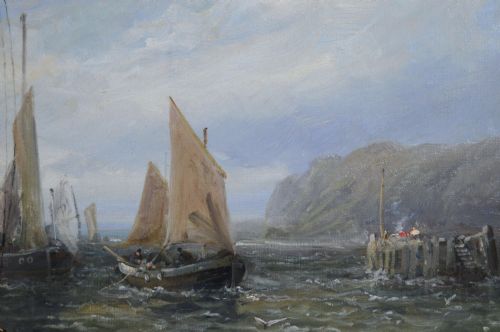 SEASCAPE OIL PAINTING OF DOUGLAS HARBOUR BY WILLIAM EDWARD WEBB - ADDITIONAL PHOTO 4