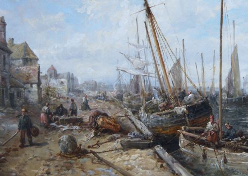 SEASCAPE OIL PAINTING OF DOUGLAS HARBOUR BY WILLIAM EDWARD WEBB - ADDITIONAL PHOTO 5