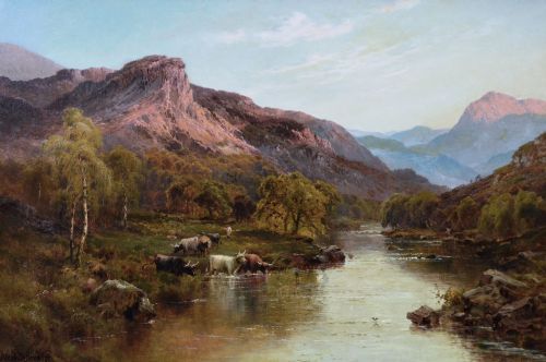 WELSH RIVER LANDSCAPE OIL PAINTING NEAR BETWSYCOED BY ALFRED DE BREANSKI - ADDITIONAL PHOTO 1