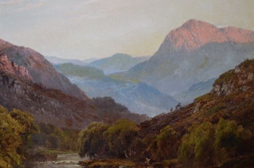WELSH RIVER LANDSCAPE OIL PAINTING NEAR BETWSYCOED BY ALFRED DE BREANSKI - ADDITIONAL PHOTO 4