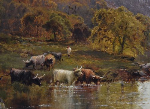WELSH RIVER LANDSCAPE OIL PAINTING NEAR BETWSYCOED BY ALFRED DE BREANSKI - ADDITIONAL PHOTO 6