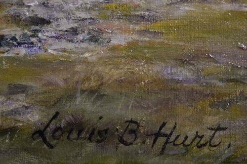 LANDSCAPE ANIMAL OIL PAINTING OF HIGHLAND CATTLE ON A MOOR BY LOUIS BOSWORTH HURT - ADDITIONAL PHOTO 7