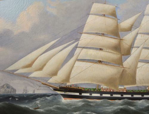 SEASCAPE OIL PAINTING OF A SHIP OFF THE SCOTTISH COAST BY RICHARD BALL SPENCER - ADDITIONAL PHOTO 2