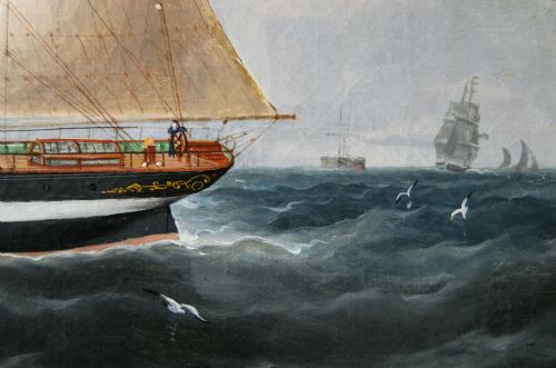 SEASCAPE OIL PAINTING OF A SHIP OFF THE SCOTTISH COAST BY RICHARD BALL SPENCER - ADDITIONAL PHOTO 8