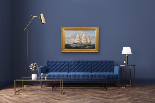 SEASCAPE OIL PAINTING OF A SHIP OFF THE SCOTTISH COAST BY RICHARD BALL SPENCER - ADDITIONAL PHOTO 11