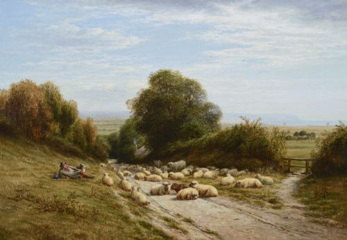 LANDSCAPE OIL PAINTING OF SHEEP IN A SUSSEX LANE NEAR PEVENSEY BAY BY WILLIAM LUKER SNR - ADDITIONAL PHOTO 1