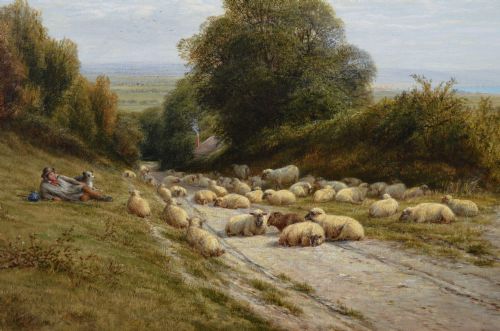 LANDSCAPE OIL PAINTING OF SHEEP IN A SUSSEX LANE NEAR PEVENSEY BAY BY WILLIAM LUKER SNR - ADDITIONAL PHOTO 2
