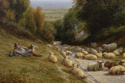 LANDSCAPE OIL PAINTING OF SHEEP IN A SUSSEX LANE NEAR PEVENSEY BAY BY WILLIAM LUKER SNR - ADDITIONAL PHOTO 3