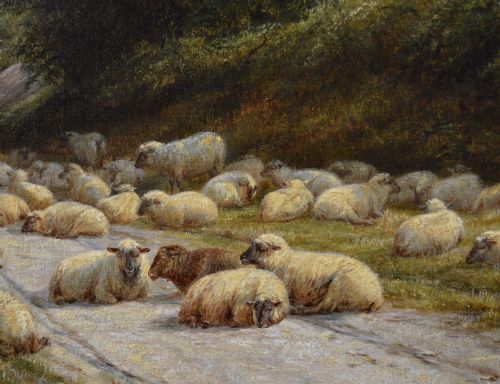 LANDSCAPE OIL PAINTING OF SHEEP IN A SUSSEX LANE NEAR PEVENSEY BAY BY WILLIAM LUKER SNR - ADDITIONAL PHOTO 5