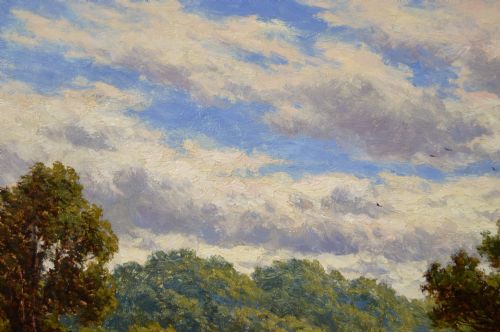 LANCASHIRE RIVER LANDSCAPE OIL PAINTING OF DOEFORD BRIDGE BY HENRY H PARKER - ADDITIONAL PHOTO 3