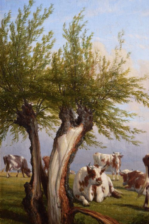LANDSCAPE OIL PAINTING OF CATTLE BY THOMAS BAKER OF LEAMINGTON - ADDITIONAL PHOTO 2