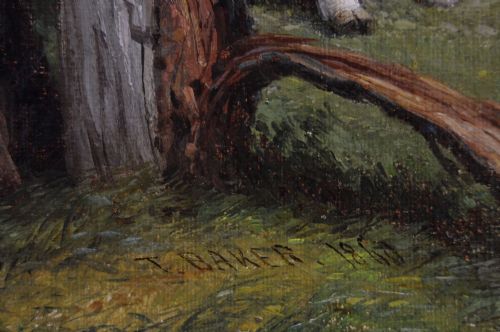 LANDSCAPE OIL PAINTING OF CATTLE BY THOMAS BAKER OF LEAMINGTON - ADDITIONAL PHOTO 4