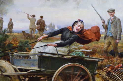 LARGE SCALE GENRESPORTING OIL PAINTING OF LADY WITH A DONKEY CART BY ALFRED WILLIAM STRUTT - ADDITIONAL PHOTO 3