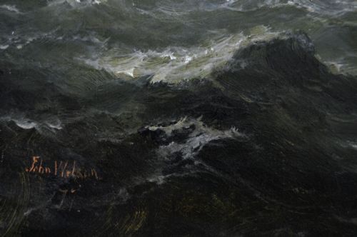PAIR OF MARINE OIL PAINTINGS OF SHIPPING OFF SCARBOROUGH PORTSMOUTH HARBOUR BY JOHN JAMES WILSON - ADDITIONAL PHOTO 6