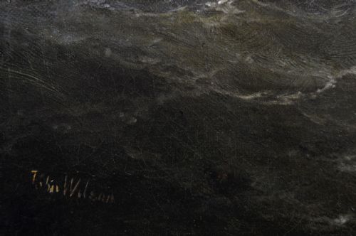 PAIR OF MARINE OIL PAINTINGS OF SHIPPING OFF SCARBOROUGH PORTSMOUTH HARBOUR BY JOHN JAMES WILSON - ADDITIONAL PHOTO 11