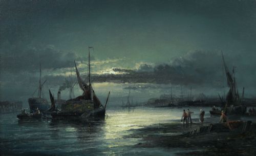 PAIR OF SEASCAPE OIL PAINTINGS OF FISHING BOATS ON THE MEDWAY AT ROCHESTER BY HUBERT THORNLEY - ADDITIONAL PHOTO 5
