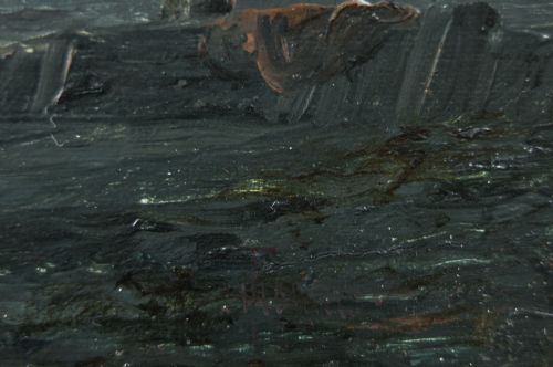 PAIR OF SEASCAPE OIL PAINTINGS OF FISHING BOATS ON THE MEDWAY AT ROCHESTER BY HUBERT THORNLEY - ADDITIONAL PHOTO 9