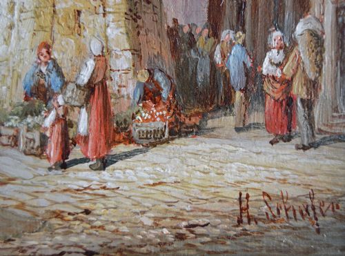 PAIR OF FRENCH TOWNSCAPE OIL PAINTINGS FEATURING CATHEDRALS BY HENRY SCHAFER - ADDITIONAL PHOTO 4