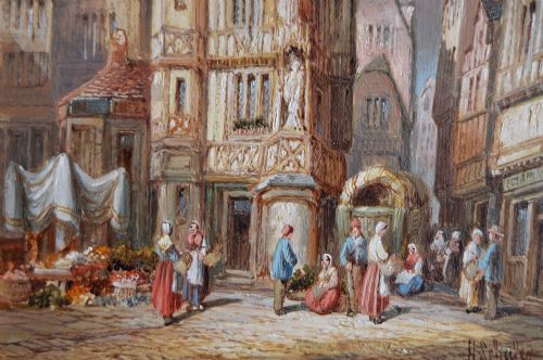 PAIR OF FRENCH TOWNSCAPE OIL PAINTINGS FEATURING CATHEDRALS BY HENRY SCHAFER - ADDITIONAL PHOTO 6