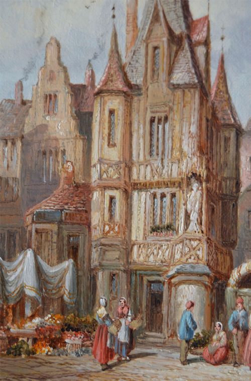 PAIR OF FRENCH TOWNSCAPE OIL PAINTINGS FEATURING CATHEDRALS BY HENRY SCHAFER - ADDITIONAL PHOTO 7