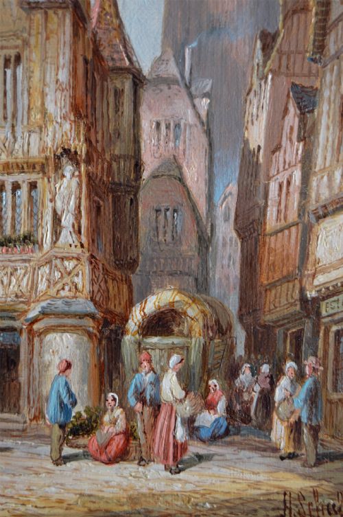 PAIR OF FRENCH TOWNSCAPE OIL PAINTINGS FEATURING CATHEDRALS BY HENRY SCHAFER - ADDITIONAL PHOTO 8