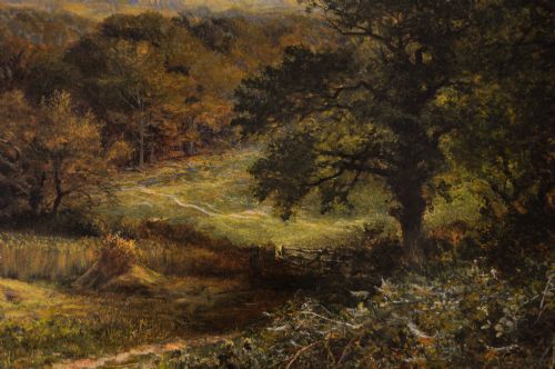WORCESTERSHIRE LANDSCAPE HARVEST OIL PAINTING OF THE VALE OF EVESHAM BY ALFRED AUGUSTUS GLENDENING SNR - ADDITIONAL PHOTO 5