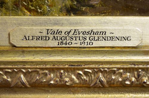 WORCESTERSHIRE LANDSCAPE HARVEST OIL PAINTING OF THE VALE OF EVESHAM BY ALFRED AUGUSTUS GLENDENING SNR - ADDITIONAL PHOTO 8