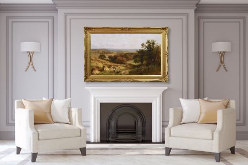 WORCESTERSHIRE LANDSCAPE HARVEST OIL PAINTING OF THE VALE OF EVESHAM BY ALFRED AUGUSTUS GLENDENING SNR - ADDITIONAL PHOTO 11