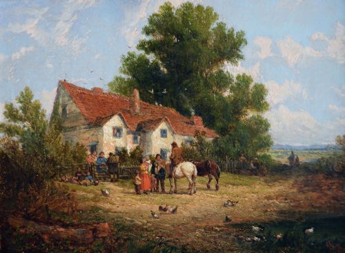 LANDSCAPE OIL PAINTINGS OF A VILLAGE BY JOHN HOLLAND SNR - ADDITIONAL PHOTO 1