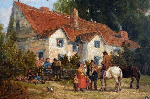 LANDSCAPE OIL PAINTINGS OF A VILLAGE BY JOHN HOLLAND SNR - ADDITIONAL PHOTO 2