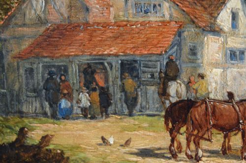 LANDSCAPE OIL PAINTINGS OF A VILLAGE BY JOHN HOLLAND SNR - ADDITIONAL PHOTO 6